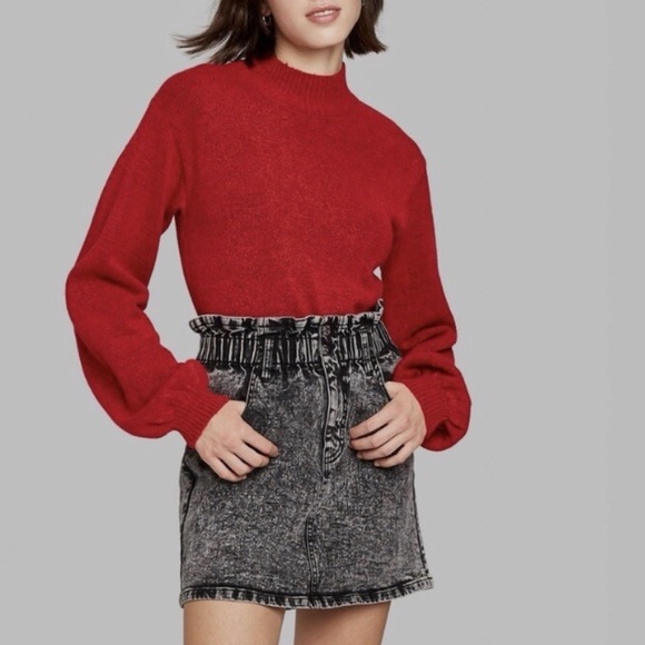 wild fable Sweaters - Wild Fable Red Mock Neck Puff Sleeve Sweater | Size M